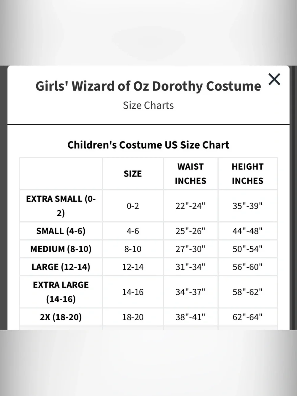 Rubie’s Wizard of Oz Dorothy Gingham Dress | Costume. Girl’s Sz-M Blue| White.